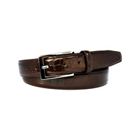 Ceintures pour femmes personnalisées avec boucle en alliage de zinc, cuir brillant marron foncé de qualité supérieure, motif croco gaufré