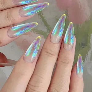 1 pot de poudre opale Aurora effet caméléon pour nail art, pigments irréguliers effet miroir magique, flocons chromés sirène, paillettes scintillantes effet nuage brocart & - Product Image 3