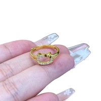 Bague Hello Kitty en cuivre écologique au design élégant et doré, haut de gamme et polyvalente