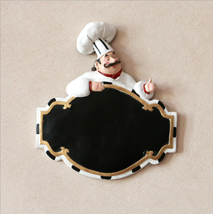 Personalizada figura de dibujos animados resina <span class=keywords><strong>Chef</strong></span> montaje en pared tiza tablero pared decoración restaurante cocina Decoración - Product Image 2