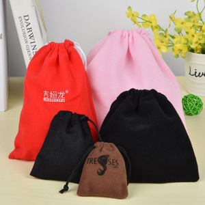 <b>Large</b> Portable Soft Suede Pouch Custom Velvet Drawstring Dust Bag with logo Printed - Product Image 4