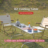Table de camping portable multifonctionnelle en acier inoxydable 304 et bois massif Essential Soloman, mobilier d'extérieur moderne