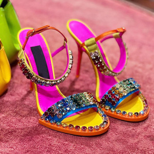 Diamanti rosa neon giallo arancio tacchi arcobaleno strass suola <span class=keywords><strong>sandali</strong></span> sexy da donna tacchi alti tacchi a spillo <span class=keywords><strong>sandali</strong></span> - Product Image 2