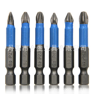 Juego de Puntas de Destornillador Antideslizantes de Acero S2 Mr Drill, 6 Piezas, Ph1, Ph2, Ph3, Pz1, Pz2, Pz3, Vástago de 6 mm, Acabado en Óxido Negro - Product Image 1