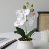 Vente en gros d'orchidées artificielles de haute qualité, fleurs d'orchidées artificielles au toucher réel, pot rond pour la décoration de la maison