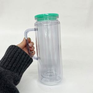 Vente en gros de gobelets en plastique effet boule à neige de 12 oz et 16 oz avec bouchon et trou, gobelets acryliques transparents et colorés scintillants à faire soi-même - Product Image 5