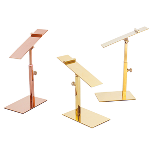 Support commercial réglable de support de chaussures de hall d'exposition d'acier inoxydable de forte capacité portante d'or personnalisée - Product Image 6