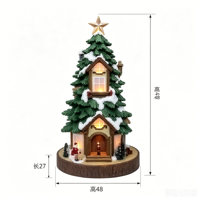 Figurine de maison de Noël lumineuse à LED avec figurine de Père Noël en résine, décoration de table pour les fêtes, pour la maison et le salon