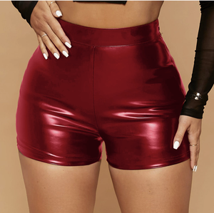 Peeqi Nuovi Shorts Sexy da <span class=keywords><strong>Donna</strong></span> in <span class=keywords><strong>Pelle</strong></span> PU, Tinta Unita, Taglie Forti, Aderenti, per Night Club - Product Image 2