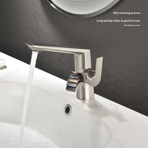 All-copper Nickel Brushed Gun Gray Light Luxury <b>Single</b> Handle Bathroom Undercounter <b>Basin</b> Ceramic Cold Hot Water <b>Tap</b> PJN-168 All - Product Image 3
