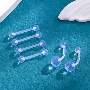सेट 6 पारदर्शी 14 गेज uv एक्रिलिक पेट बटन रिंग बिबिफ्लेक्स जीभ बारबेल रिंग बॉडी भेदी रिंग बॉडी भेदी अंगूठी - Product Image 1