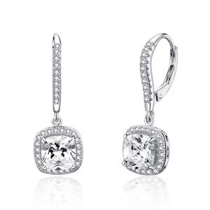 SCE520 Women's Fashion Geometric Stud Earrings 925 <strong>Silver</strong> with Big Square Diamond CZ Stone Zircon Dangle <strong>Ear</strong> <strong>Cuff</strong> Hoop for Girls - Product Image 1