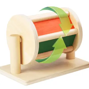 Großhandel Montessori Materialien Spinning Drum Mirror Musikalische frühe hölzerne Lehrmittel Umwelt freundliche hölzerne Textil trommel