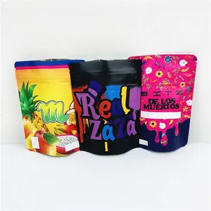 Custom Logo Resealable Zip Lock Puffs Chips Brownies Snacks Food Smell Proof Edible Packaging Mylar Bags Starbust Edibles