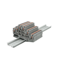 Borniers de connexion à ressort en laiton et plastique pour rail DIN, traversants, 24A, 800V, PA66, PT-2.5