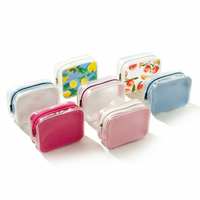 Pochette cosmétique transparente en PVC personnalisée, trousse de maquillage transparente, étui de toilette à fermeture éclair avec imprimé cartoon, organiseur de voyage