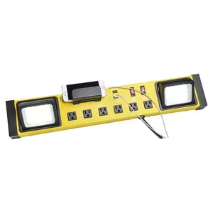 6 Outlet Surge Protector Workshop Heavy Duty Power Station Strip with 2 Port USB 3.4A and LED Worklight, 1000 Lumens 5000K