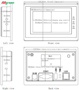 4.3นิ้ว HMI หน้าจอสัมผัส TFT LCD 480x272ตัวต้านทานแผง RS232 RS485ตัว LCX043-M1สำหรับเครื่อง PLC CNC - Product Image 3
