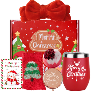 Lujoso Set de Regalo de Cuidado Personal Navideño con Vaso Térmico, Vela Aromática y Cesta de Spa para Mamá, Esposa, Hermana, Enfermera, Maestra, Compañera de Trabajo - Product Image 1