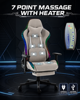 Chaise de jeu ergonomique inclinable haut de gamme avec éclairage LED RGB, massage 7 points, dossier haut, style course, en velours, pour gamers