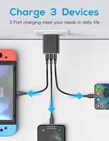 Schitec CE18W Teléfono inteligente Cargador rápido USB C Cable Cargador de viaje Multipuerto 18W Cargador de teléfono celular