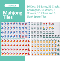 Jeu de tuiles de mahjong américain de luxe moderne, boîte transparente en acrylique, accessoires, 160 tuiles gravées, portable, résistant à l'eau, écologique