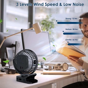 Nouveau ventilateur de bureau à clip USB rechargeable 10000 mAh, rotation à 360°, angle réglable, mini ventilateur à clip - Product Image 3