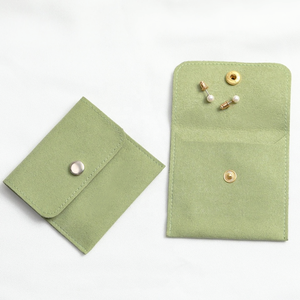 Custom logo Velvet Jewelry Display Pouch Microfiber Suede Flap <b>Envelope</b> Necklace Earring Jewelry Packaging Bag with Buttons - Product Image 1