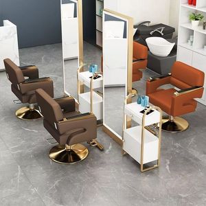 Sillón de Barbería Comercial Moderno de Acero Inoxidable con Elevador de Pies, Modelo 0924, en Cuero PU - Product Image 4