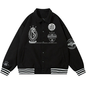 100% pure laine varsity veste unisexe broderie personnalisée de haute qualité couleur blanche col montant Logo avant pour les manches du corps - Product Image 4