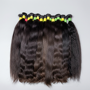 Extensiones de Cabello Humano Natural Ondulado Remy Indio Doble Trama con Puntas de Bebé, Color Natural - Product Image 1