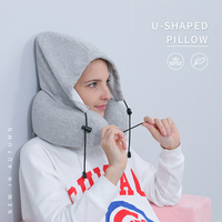 New Folding Patentierte 2 in 1 Nackens tütze Travel Sleep Nap Pillow Ortho pä disches Cervi cal Memory Foam Nacken reise kissen mit Hoodie