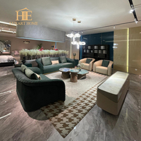 Ensemble de canapés en cuir pour salon, style moderne italien, simple et luxueux, en bois massif, pour villa