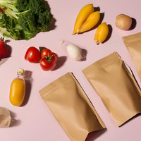 Sachet Doypack Épais en Kraft – Sac de Conservation Alimentaire Refermable en Mylar avec Fermeture Zip, Encoche de Déchirement et Fenêtre Transparente