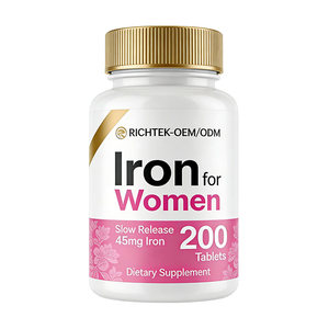 Suplemento de hierro de alta calidad para mujeres 200 tabletas de liberación lenta píldoras vegetarianas sin gluten sin OGM tabletas de hierro - Product Image 4
