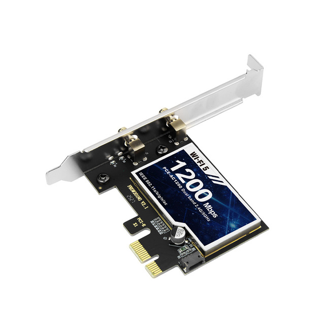 High Speed Desktop Wifi6 Openwrt OEM ODM Dua LAntenna Pcie Adapter for Smooth AC1200Mbps BLE Stable Wifi6 Pcie Adapter
