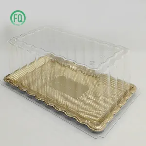 Pabrik langsung grosir plastik bening persegi panjang kotak kue datar persegi wadah
