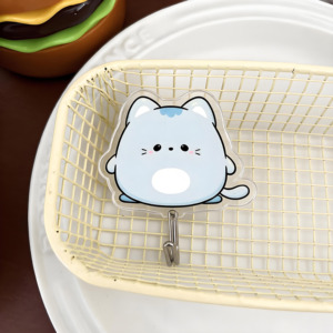 Kundenspezifisch Bedruckter Langlebiger Kunststoffhaken mit Transparentem Cartoon-Katzen-Burger-Design für Heim- und Bürodekoration & Geschäftsgeschenke - Product Image 4