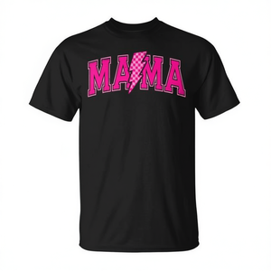Camiseta a cuadros Mama Lightning, diseño negro y rosa, regalo para el día de la madre - Product Image 2