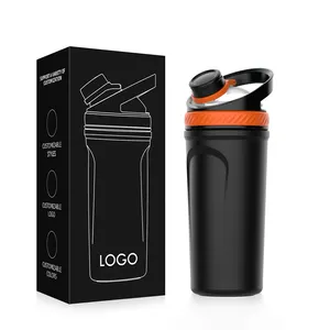 Custom LOGO shaker garrafa gym proteína shakers Portable fitness 24oz isolado aço inoxidável Portable Blenders garrafa de água