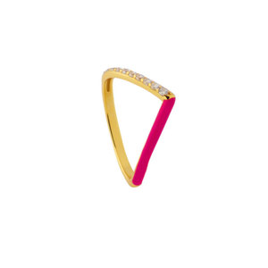 CANNER Simple V-shaped Diamond-set Zircon Drip Oil Enamel Gift Women <b>Stacking</b> <b>Ring</b> Summer - Product Image 6