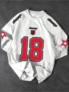 OEM卸売 100%ポリエステル 半袖プリントTシャツ 高品質アメリカンフットボールジャージ カスタムロゴ 夏用通気性 - Product Image 4