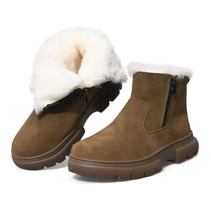 Bottes d'hiver pour hommes doublées de laine, couleur unie, bottines antidérapantes pour l'extérieur - Product Image 1