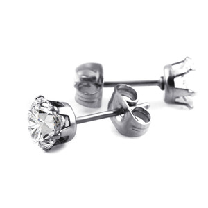 <b>Stud</b> <b>Earrings</b> 8mm Round Zircon Claw Setting Stainless Steel Everyday Wear - Product Image 4