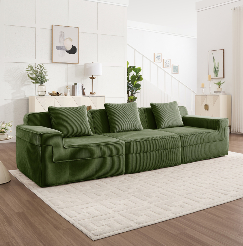 Green + Corduroy + 3 Seat