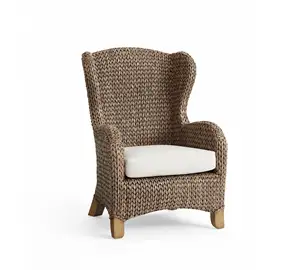 软垫生活椅新款简约设计沙发椅木腿客厅现代热卖海草翼背椅