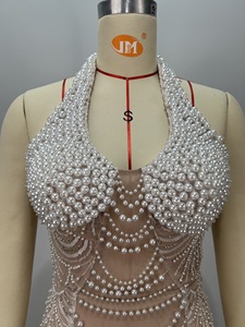 Vestido de noche sexy de lujo con lentejuelas y cuentas pesadas, cuello Halter, escote en V profundo, corte en la espalda, fiesta, <span class=keywords><strong>Bar</strong></span>, Reunión, mujer - Product Image 6