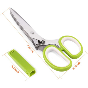 Professional Heavy Duty Stainless Steel 5 Blades <b>Kitchen</b> Tailor Herb Scissors with Comb for Cutting - Product Image 3