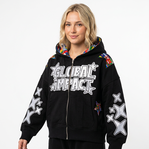 Sweat à capuche zippé en molleton 100% coton, coupe oversize, nouveau style, design personnalisé, coupe parfaite, broderie personnalisée, effet chauffant numérique - Product Image 1