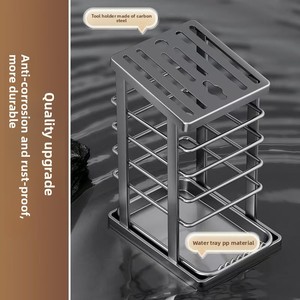 MIXWARES Moderno Soporte Ajustable para Cuchillos de Cocina de Acero al Carbono con Drenaje, Organizador de Encimera para Platos y Cubiertos - Product Image 4